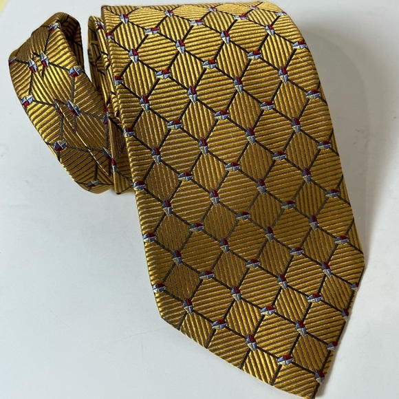 Robert Talbott Best of Class Made in USA 100% Silk Elegant Gold Patterned Tie - Picture 4 of 10